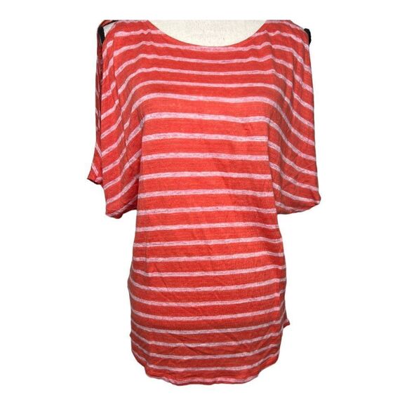 TOMMY BAHAMA Red And White Stripe Blouse. Size Medium - Picture 3 of 6